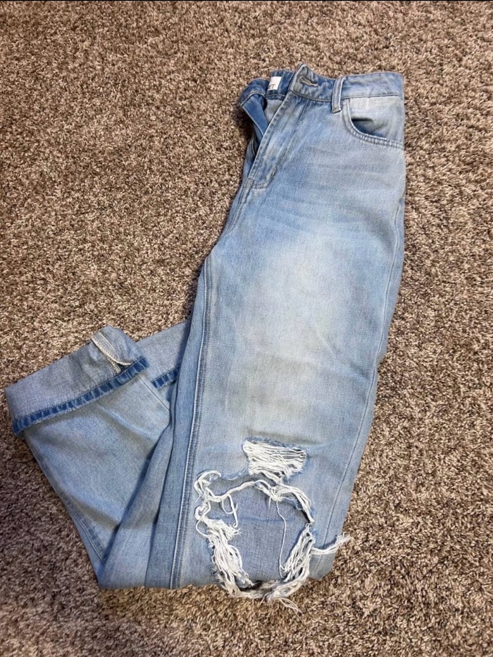 VERVET BY FLYING MONKEY Light Blue Distressed Boyfriend Jeans